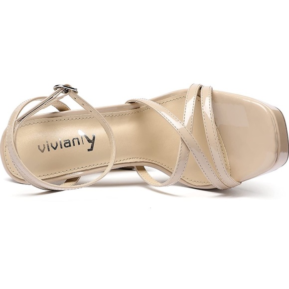 NIB Vivianly chunky heeled strappy sandals size 10, color nude. - Picture 2 of 6